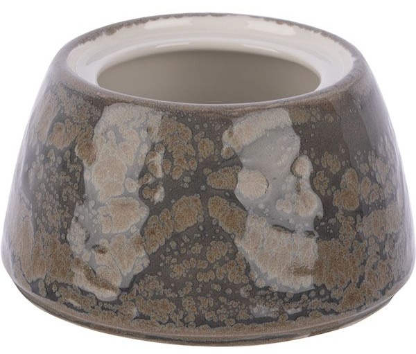 Сахарница «Революшн Гранит» с крышкой;фарфор;200мл;D=75,H=85мм;серый,коричнев.