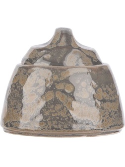 Сахарница «Революшн Гранит» с крышкой;фарфор;200мл;D=75,H=85мм;серый,коричнев.