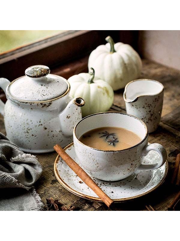 Молочник «Крафт Вайт»;фарфор;85мл;D=58,H=720,L=75мм;белый,коричнев.