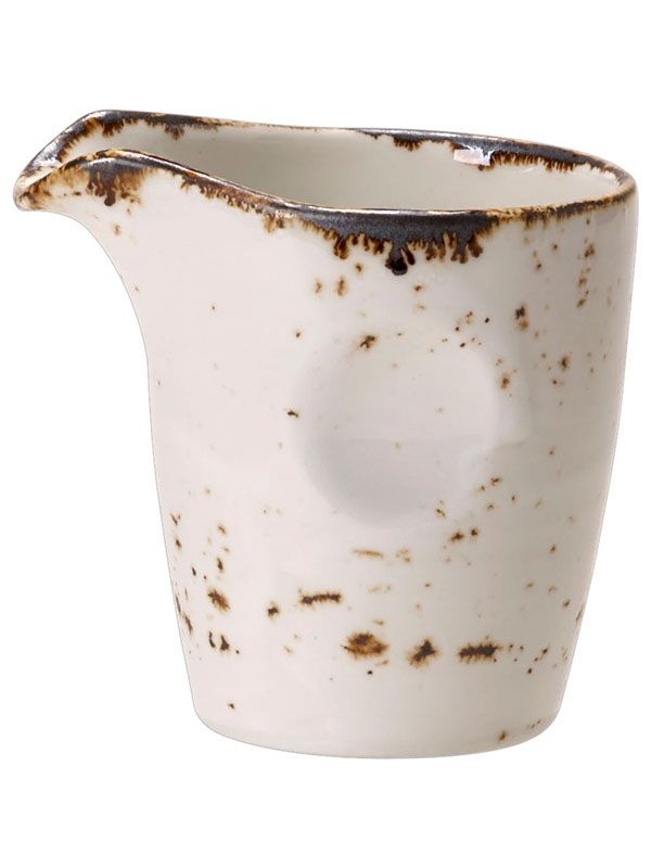 Молочник «Крафт Вайт»;фарфор;85мл;D=58,H=720,L=75мм;белый,коричнев.