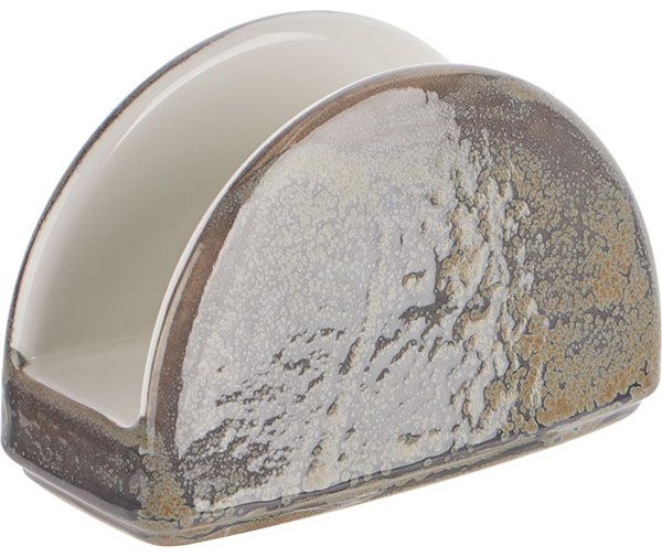 Салфетница «Революшн Гранит»;фарфор;,H=77,L=120,B=45мм;серый,коричнев.