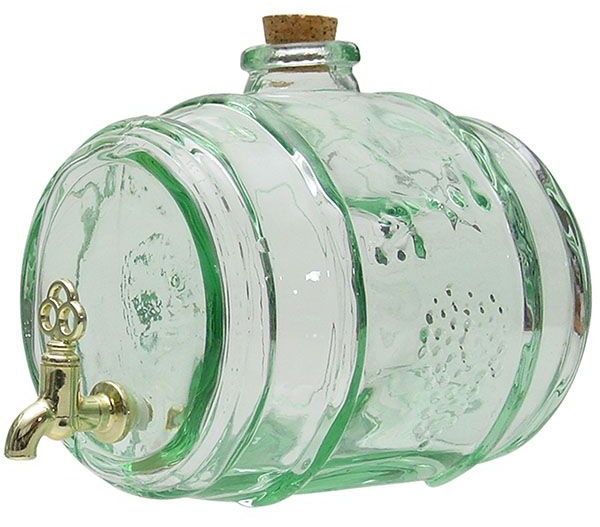 Банка-емкость с краном с пробкой «Бочка»;стекло;2л;,H=17,L=21,B=17см