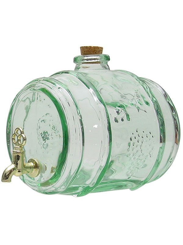 Банка-емкость с краном с пробкой «Бочка»;стекло;2л;,H=17,L=21,B=17см