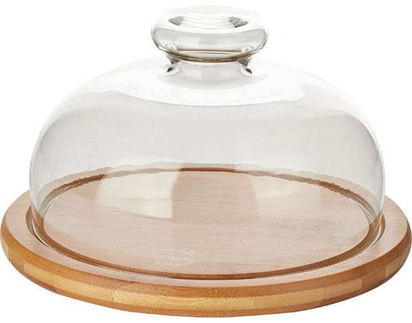 Поднос д/сыра с крыш.;бамбук,стекло;D=16/20,H=11см;прозр.,св. дерево