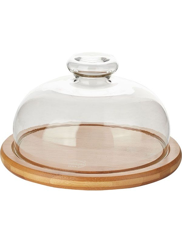 Поднос д/сыра с крыш.;бамбук,стекло;D=16/20,H=11см;прозр.,св. дерево