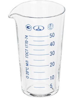 Мензурка ТС ГОСТ-1770-74;стекло;50мл;D=45,H=85мм;прозр.
