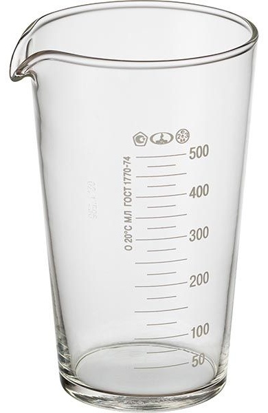 Мензурка ТС ГОСТ-1770-74;стекло;0,5л;D=10,H=16см;прозр.