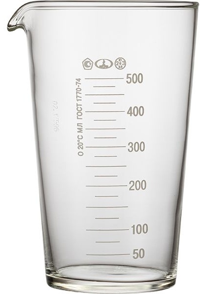 Мензурка ТС ГОСТ-1770-74;стекло;0,5л;D=10,H=16см;прозр.