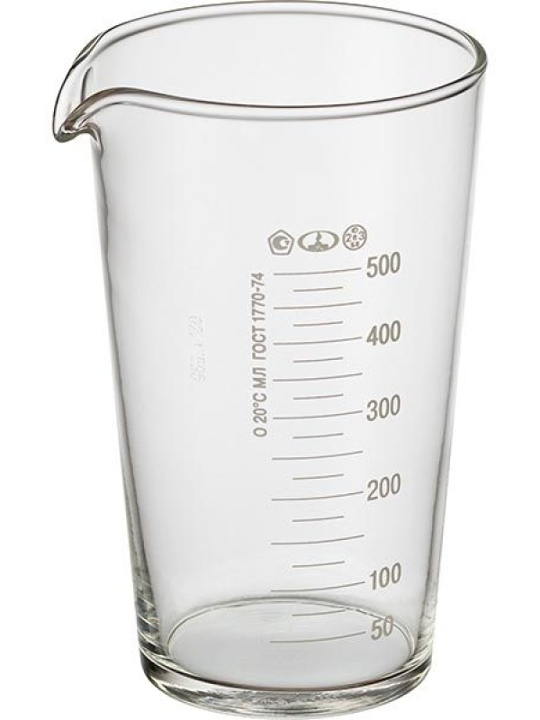 Мензурка ТС ГОСТ-1770-74;стекло;0,5л;D=10,H=16см;прозр.
