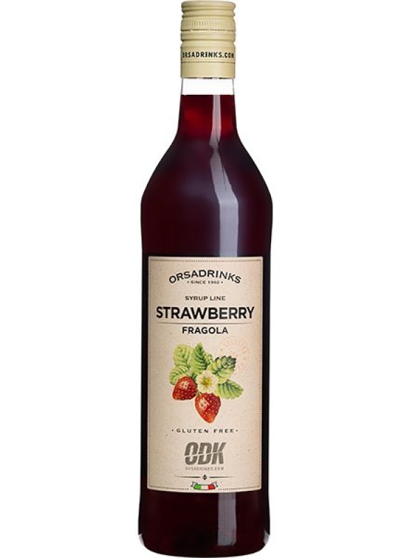 Сироп «Клубника» ODK;пластик;1л;D=8,H=32см;красный