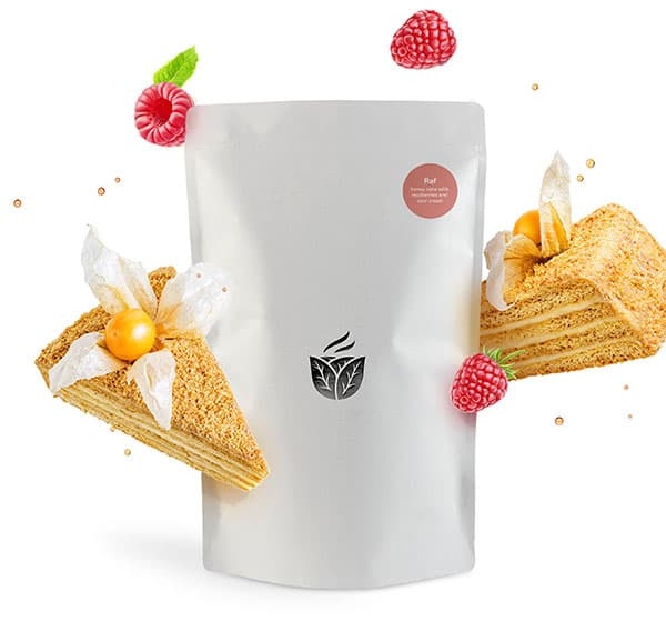 Смесь сухая для приготовления напитков «Медовик с малиной» для раф кофе 500г;картон,пластик;,H=25,L=