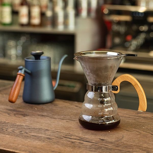 Воронка (пуровер) с сервером;стекло,сталь нерж.;400мл;D=12,H=17,5см;прозр.