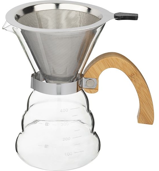 Воронка (пуровер) с сервером;стекло,сталь нерж.;400мл;D=12,H=17,5см;прозр.