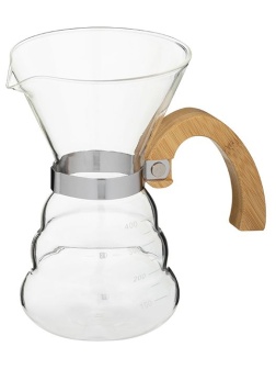 Воронка (пуровер) с сервером;стекло,сталь нерж.;400мл;D=12,H=17,5см;прозр.