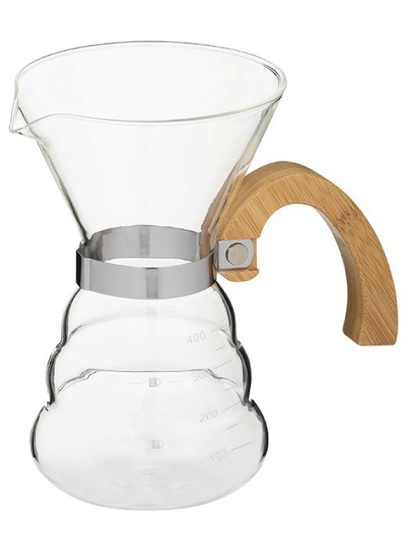 Воронка (пуровер) с сервером;стекло,сталь нерж.;400мл;D=12,H=17,5см;прозр.