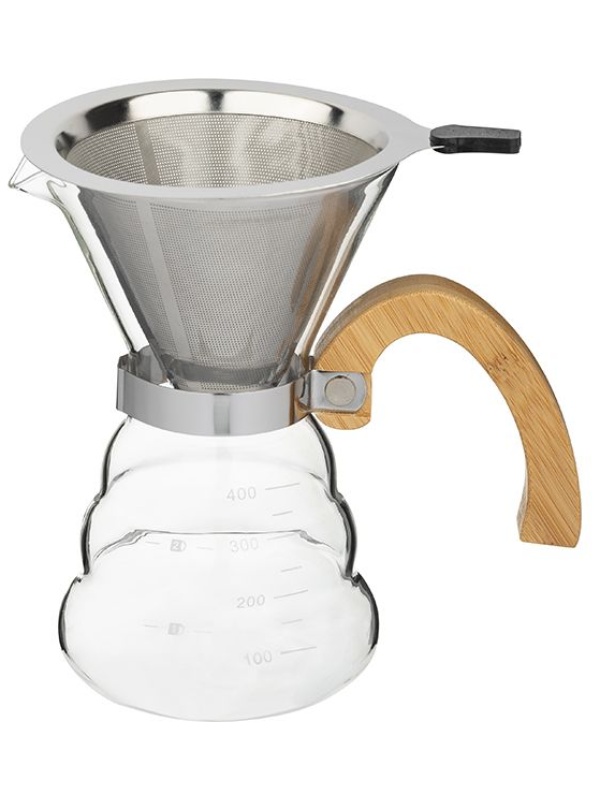 Воронка (пуровер) с сервером;стекло,сталь нерж.;400мл;D=12,H=17,5см;прозр.