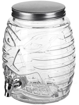 Банка-емкость с краном;стекло,пластик;5л;D=14,H=25см;прозр.