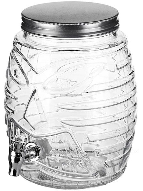 Банка-емкость с краном;стекло,пластик;5л;D=14,H=25см;прозр.