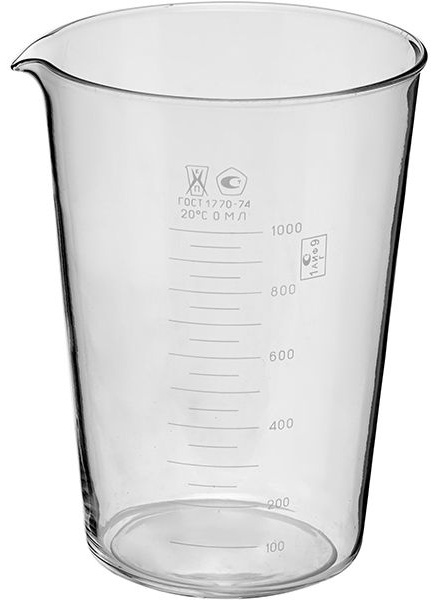 Мензурка ТС ГОСТ-1770-74;стекло;1л;D=12,5/13,5,H=17,5см;прозр.