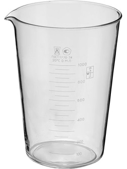 Мензурка ТС ГОСТ-1770-74;стекло;1л;D=12,5/13,5,H=17,5см;прозр.