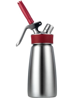 Сифон для сливок «Гурме»;сталь,пластик;250мл;D=70,H=206,B=110мм;металлич.,красный