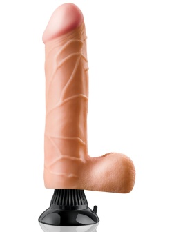 Вибратор телесного цвета с мошонкой Real Feel Deluxe №9 - 29 см.