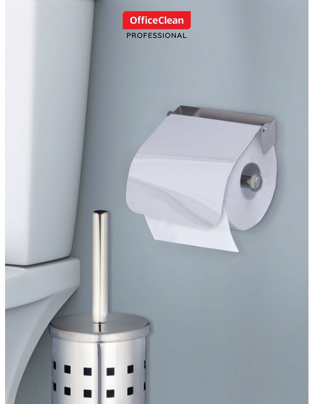 УЦЕНКА - Держатель для туалетной бумаги в рулонах OfficeClean Simple, нержавеющая сталь, хром
