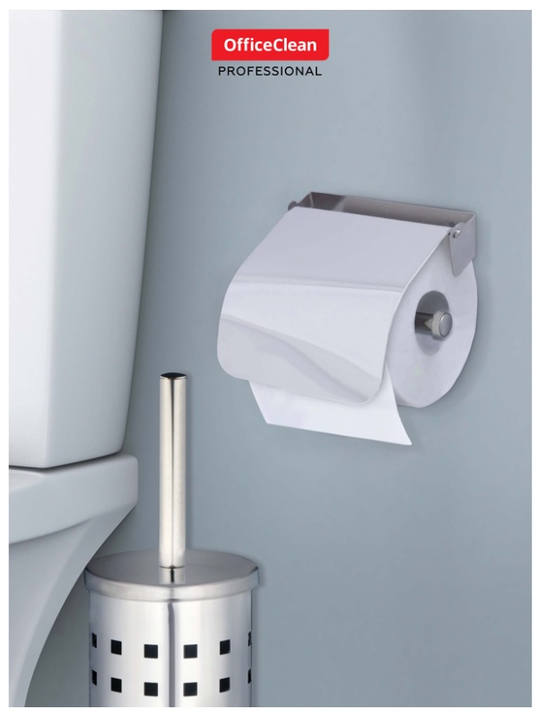 УЦЕНКА - Держатель для туалетной бумаги в рулонах OfficeClean Simple, нержавеющая сталь, хром