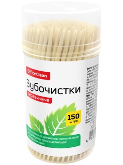 Зубочистки деревянные OfficeClean, 150шт., в баночке