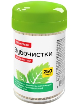 Зубочистки деревянные OfficeClean, 250шт., в баночке