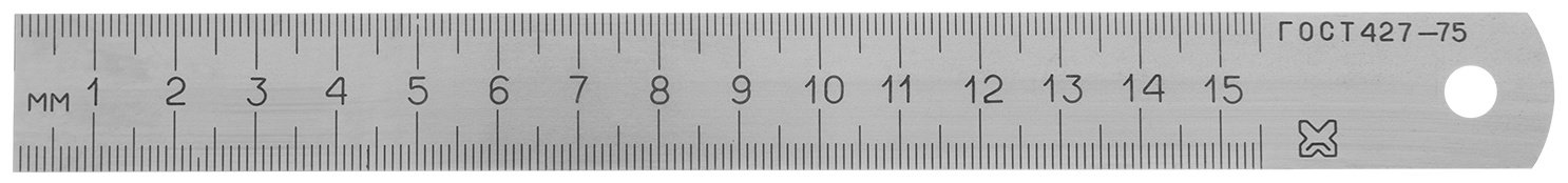 Линейка измерительная, 150 мм, металлическая Россия