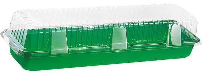 Мини - парник с крышкой, 435 х 215 х 130 мм, для 3 кассет 180 х 135 х 60 мм, полистирол, Россия