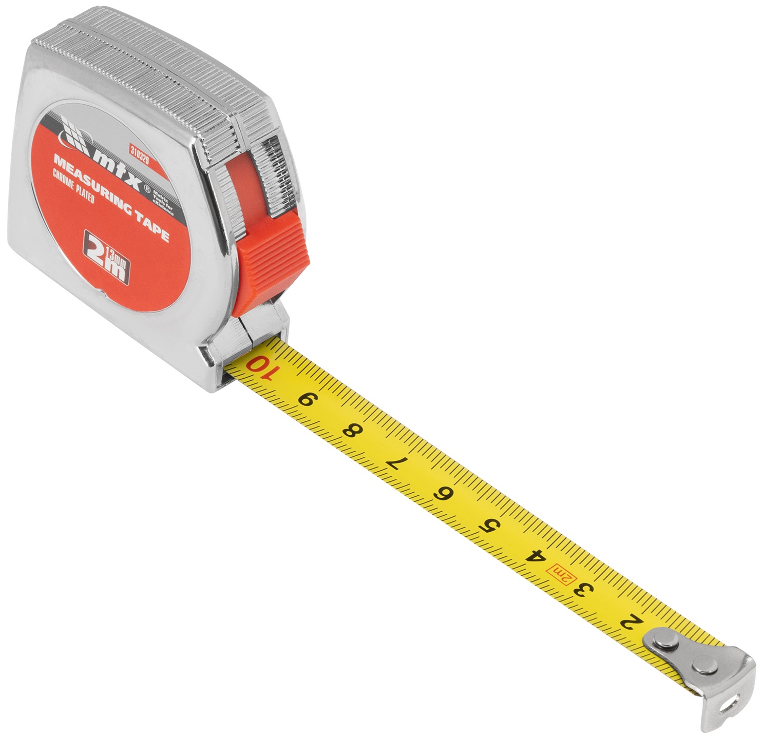 Рулетка Chrom, 2 м x 13 мм, хромированный корпус MTX