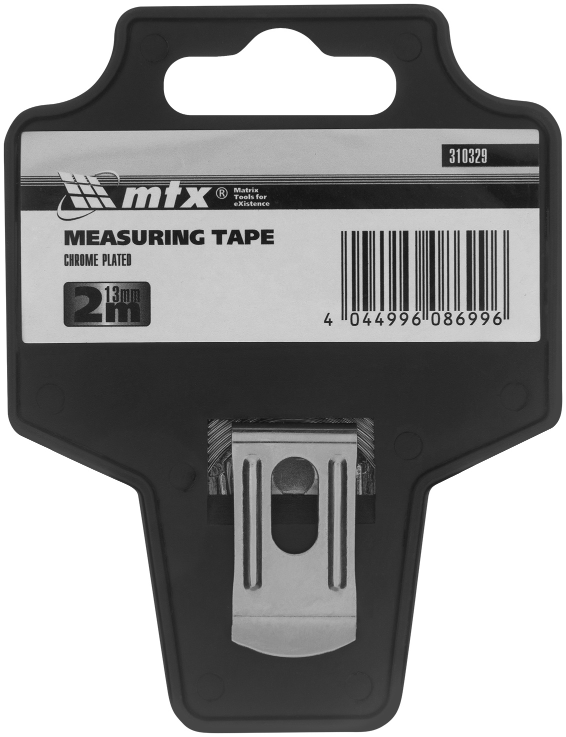 Рулетка Chrom, 2 м x 13 мм, хромированный корпус MTX