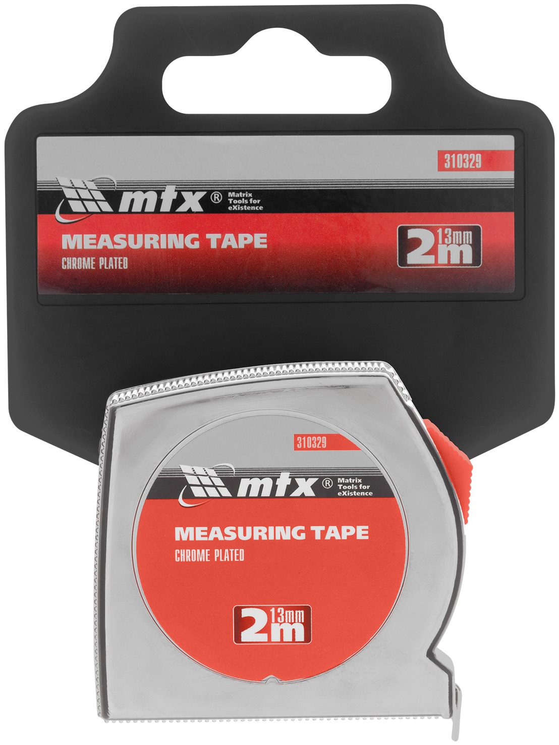 Рулетка Chrom, 2 м x 13 мм, хромированный корпус MTX
