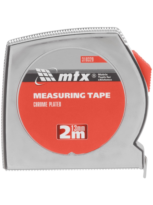 Рулетка Chrom, 2 м x 13 мм, хромированный корпус MTX