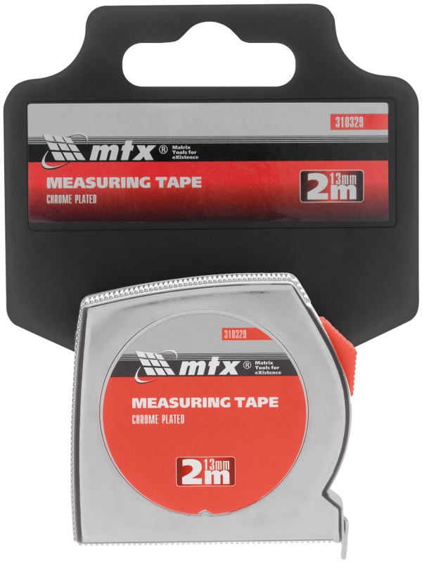 Рулетка Chrom, 2 м x 13 мм, хромированный корпус MTX