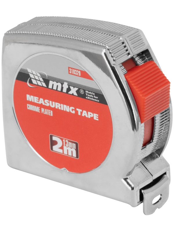 Рулетка Chrom, 2 м x 13 мм, хромированный корпус MTX