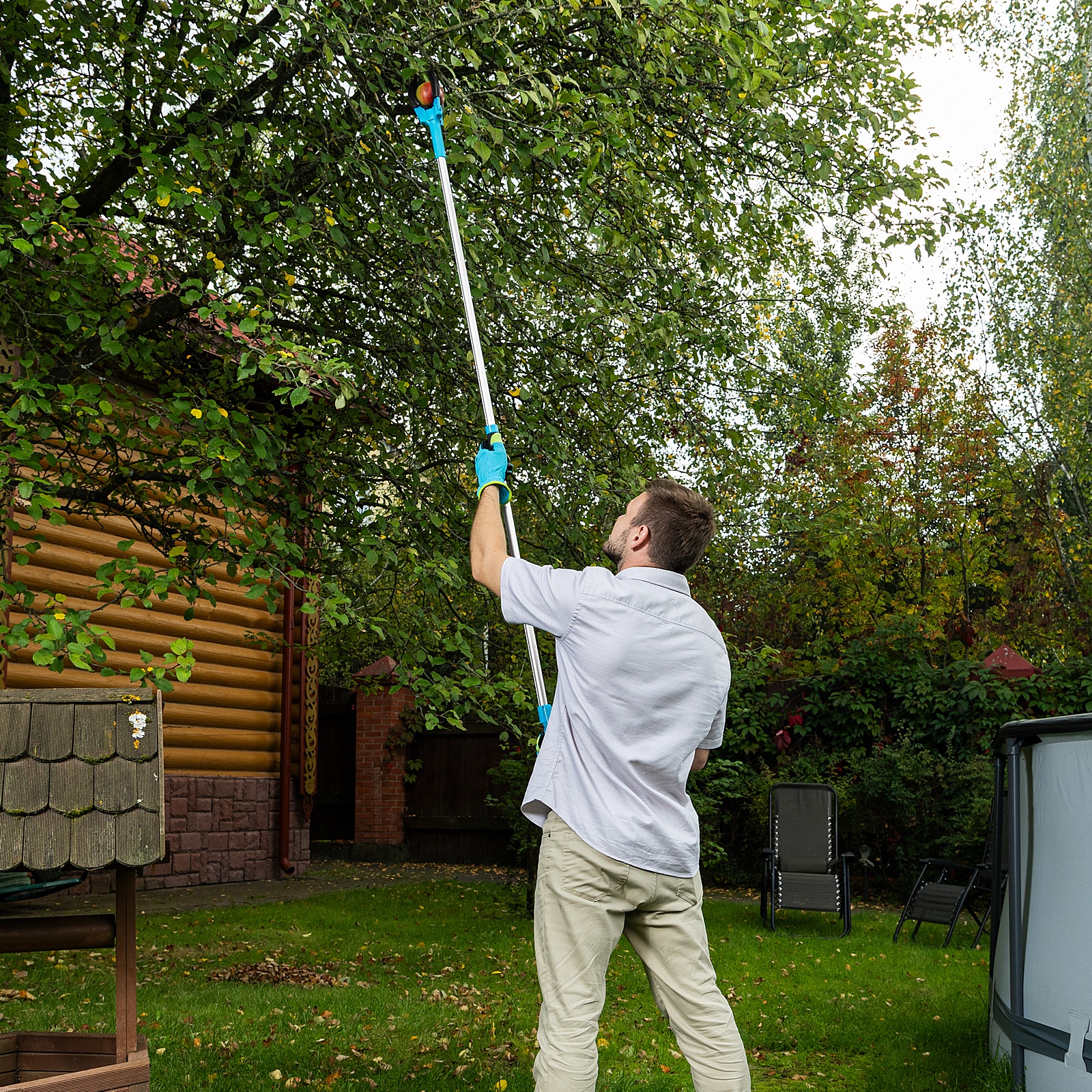 Плодосъемник механический, 1900 мм, алюминиевая штанга, LUXE Palisad