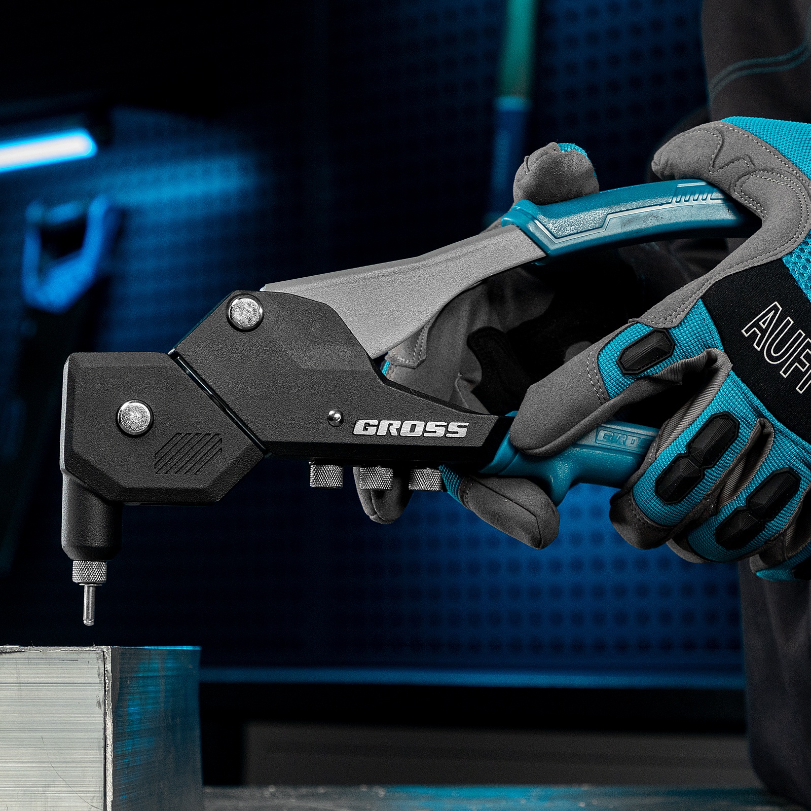 Заклепочник ручной, 290 мм, поворотный, 0-360, заклепки 2,4-3,2-4,0-4,8 мм Gross