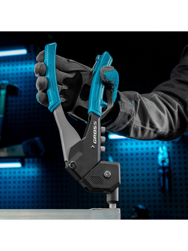 Заклепочник ручной, 290 мм, поворотный, 0-360, заклепки 2,4-3,2-4,0-4,8 мм Gross