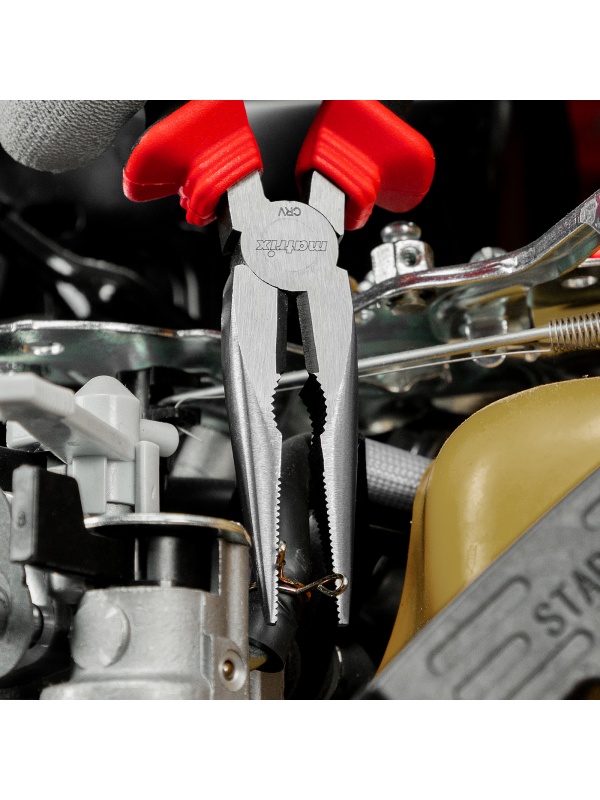 Длинногубцы прямые, 160 мм, хром-ванадий, двухкомпонентные рукоятки Matrix