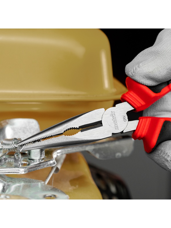 Длинногубцы прямые, 160 мм, хром-ванадий, двухкомпонентные рукоятки Matrix