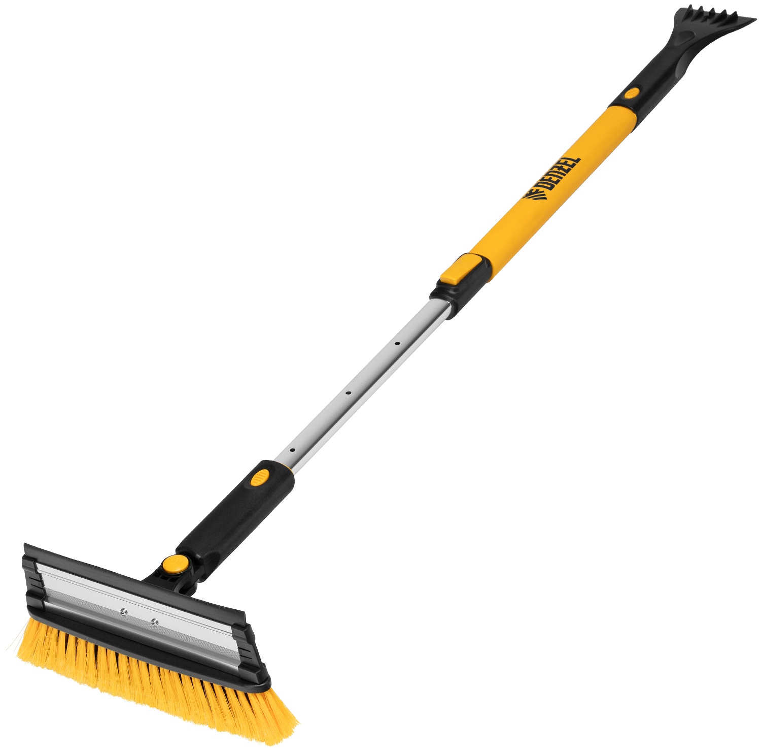 Щетка-сметка для снега со скребком, телескоп, поворотная голова, водосгон, 900-1200 мм Denzel