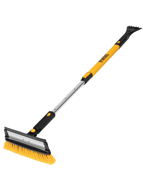 Щетка-сметка для снега со скребком, телескоп, поворотная голова, водосгон, 900-1200 мм Denzel