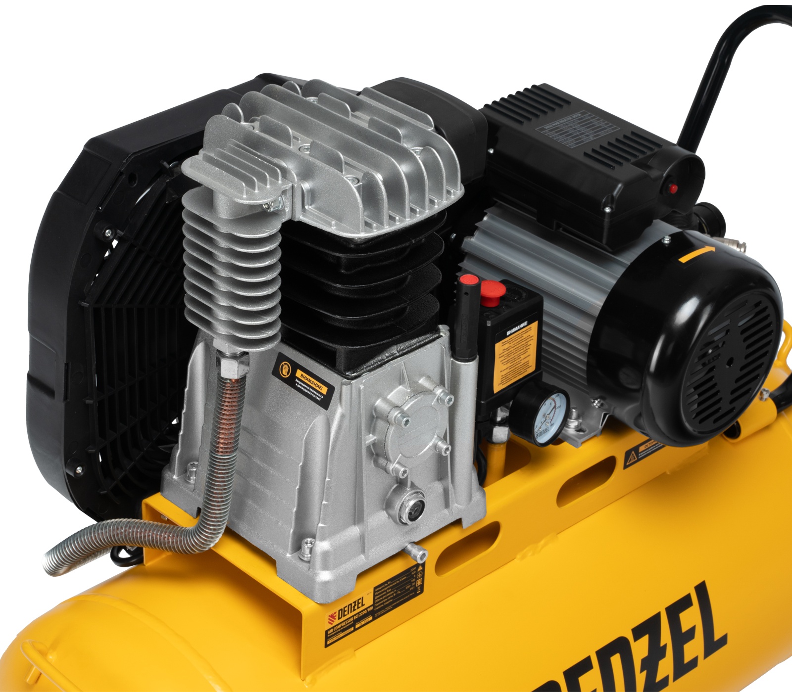 Компрессор воздушный рем. привод BCI 2200/100, 2,2 кВт, 100 литров, 420 л/мин Denzel