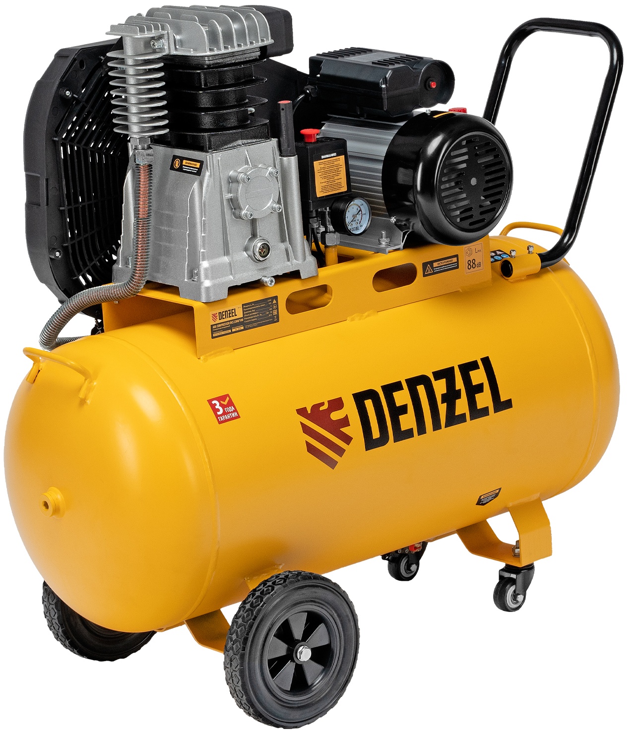 Компрессор воздушный рем. привод BCI 2200/100, 2,2 кВт, 100 литров, 420 л/мин Denzel