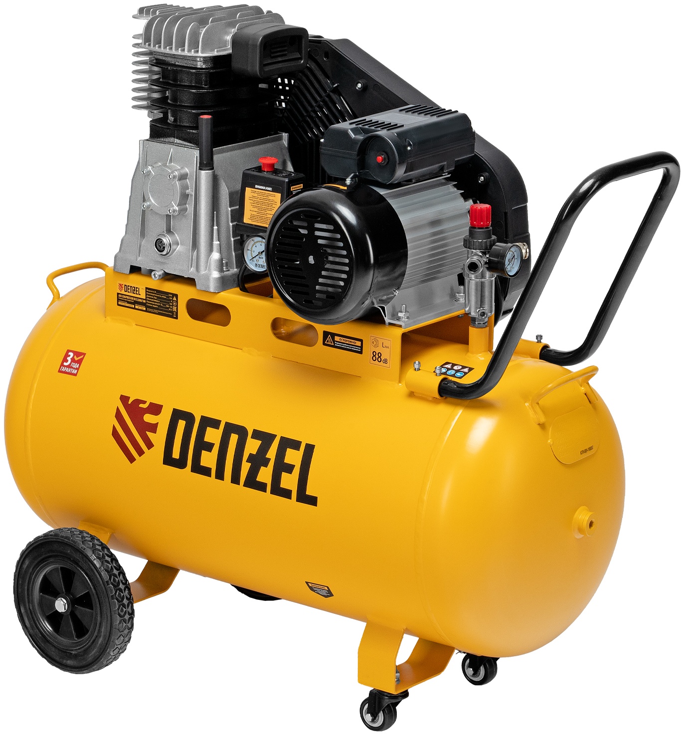 Компрессор воздушный рем. привод BCI 2200/100, 2,2 кВт, 100 литров, 420 л/мин Denzel