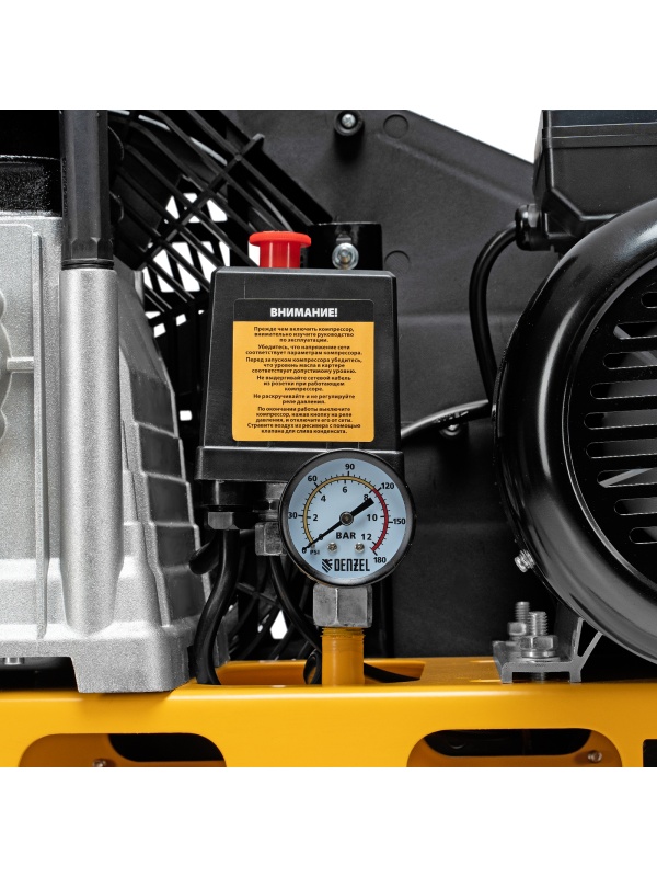 Компрессор воздушный рем. привод BCI 2200/100, 2,2 кВт, 100 литров, 420 л/мин Denzel