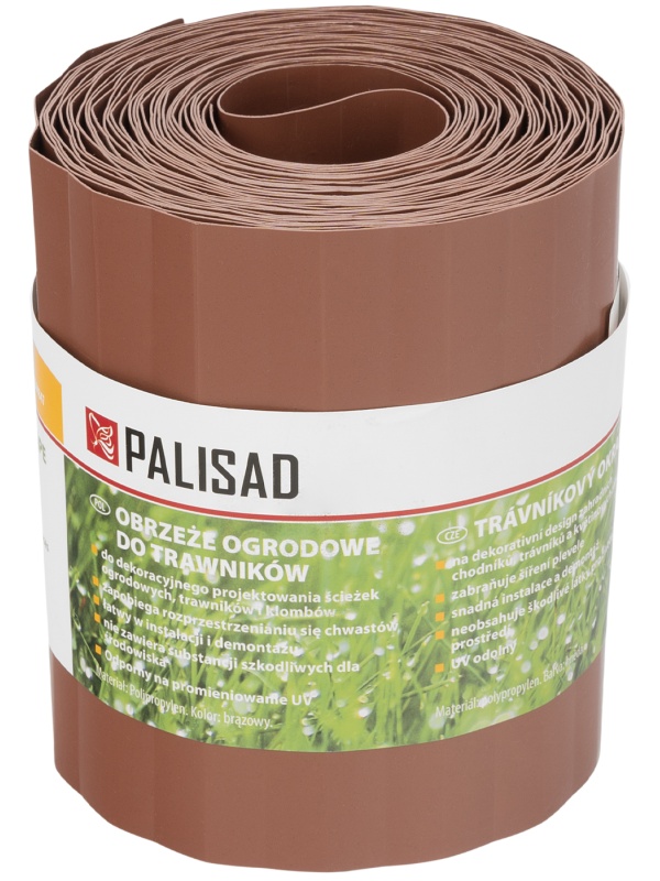 Бордюрная лента, 15х900 см, полипропиленовая, коричневая, Россия Palisad